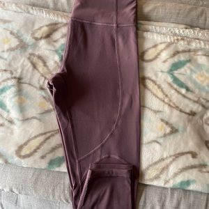Mauve Ribbed 7/8 Tights